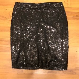 Black Sequin Pencil Skirt